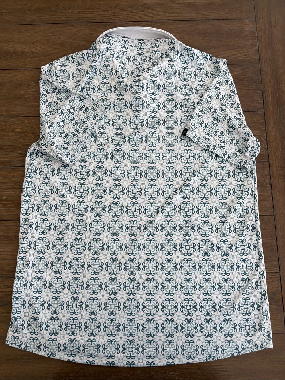 Swannies Men's Polo Shirt in White with Teal Print Size XL - Picture 3 of 5